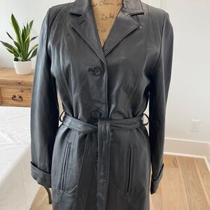 Wilson Leather Women’s Black Leather Jacket w/ Belt & Removable Liner